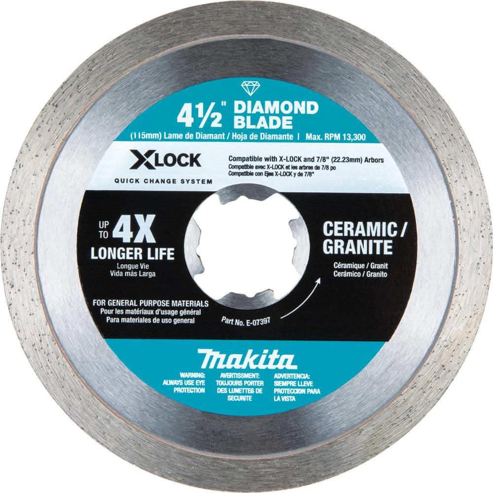 Makita X-LOCK 4-1/2″ Continuous Rim Diamond Blade for Ceramic and Granite Cutting - Flockneti