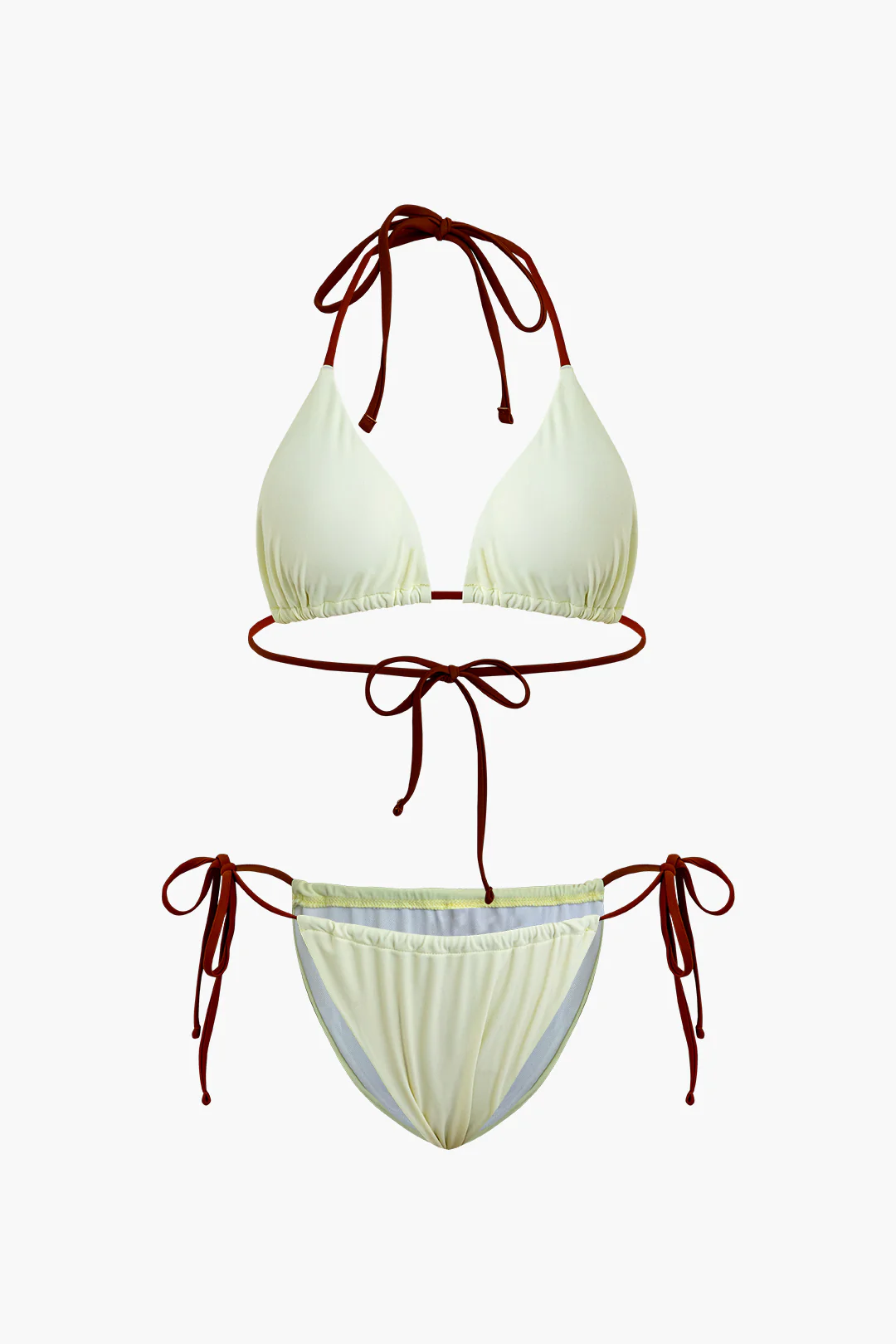 Halter Neck Bow Tie-Up Bikini Set - Flockneti