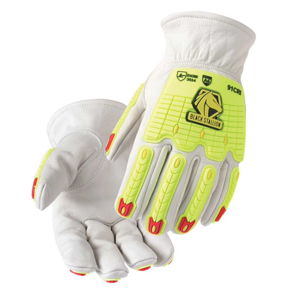 Black Stallion A6 Cut & Impact Cowhide Drivers Gloves XL - Flockneti