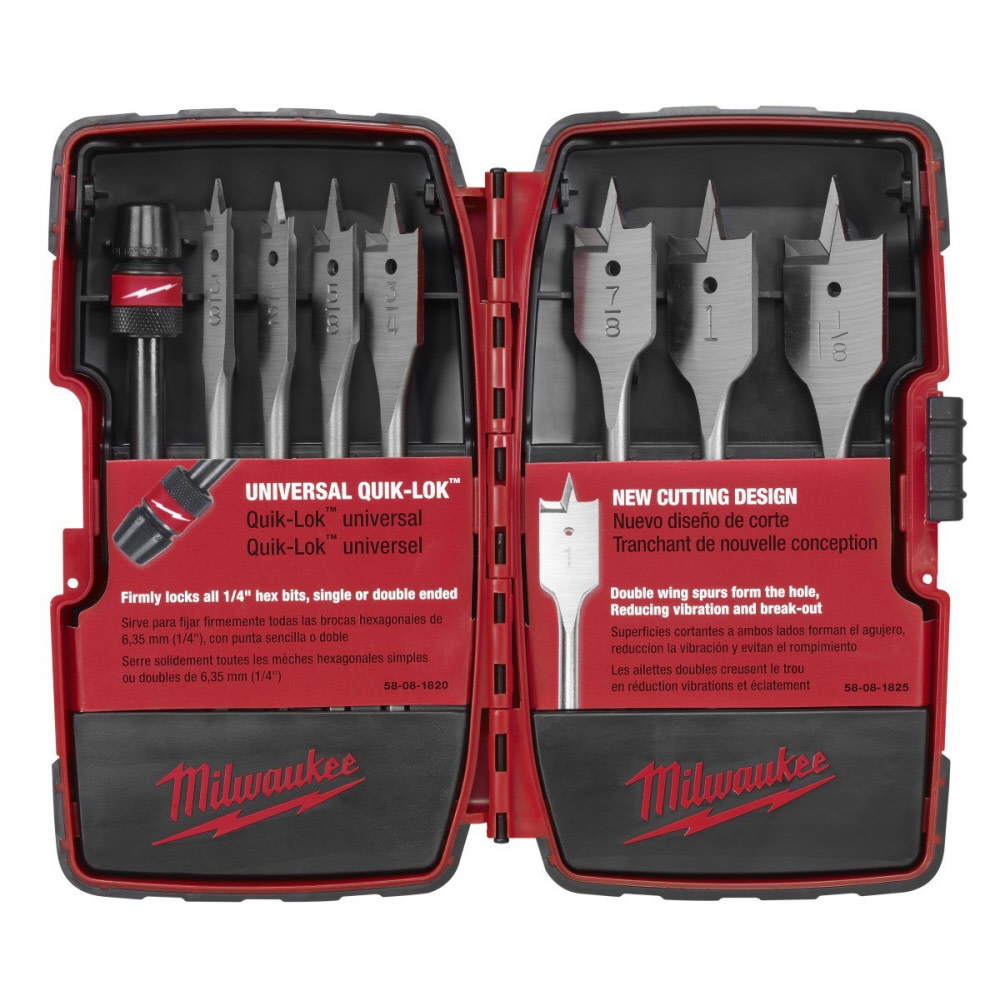 Milwaukee 8 pc Flat Boring Bit Set - Flockneti