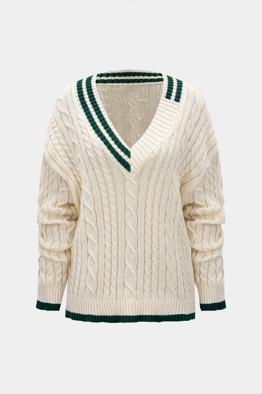 Knit V-Neck Asymmetrical Long-Sleeve Top - Flockneti