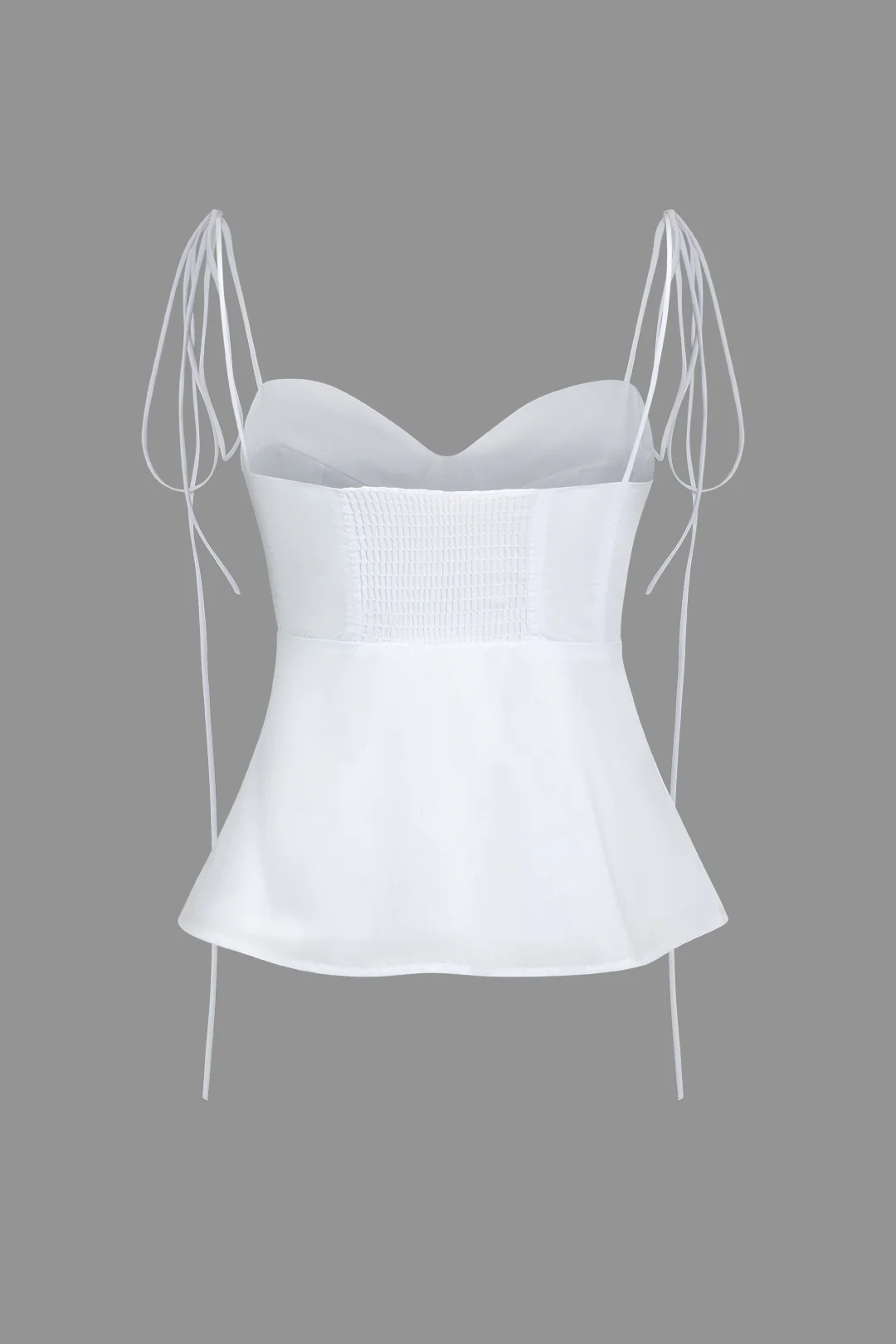 Solid Shirred Tie-Up Cami Top - Flockneti