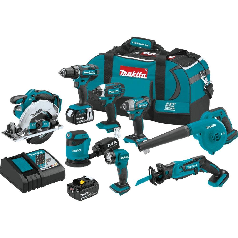Makita 18V LXT Lithium-Ion Cordless 8-Piece Combo Kit (3.0Ah) - Flockneti