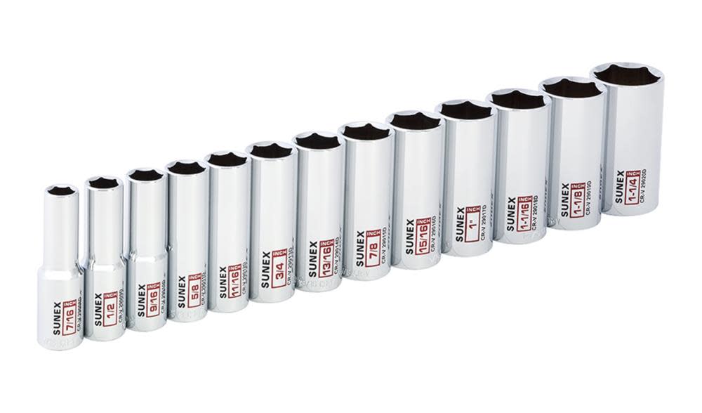 Sunex 1/2 In. Dr 12 Pt Deep Metric Socket Rail 13 Pc Set - Flockneti