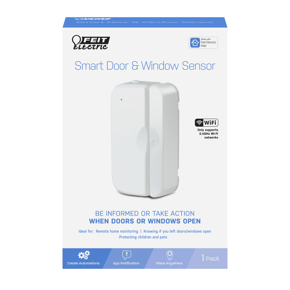 Feit Electric Wireless White indoor Smart WiFi Door Window Sensor - Flockneti