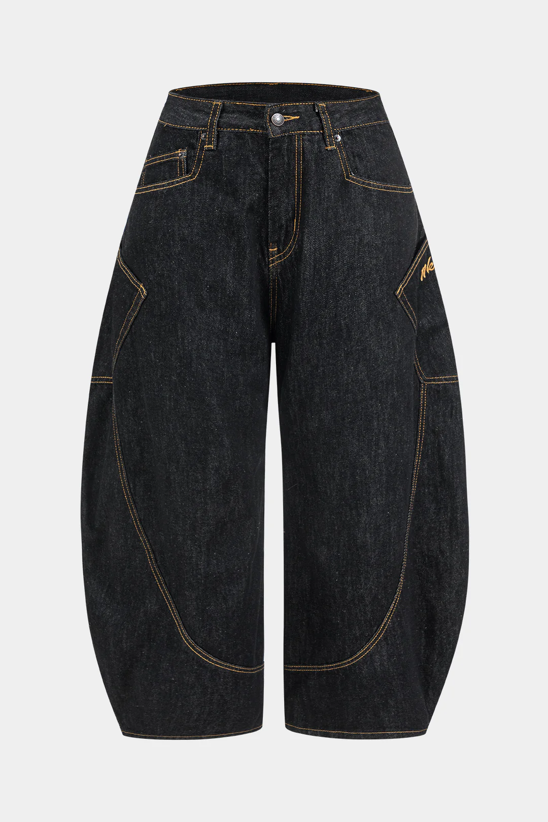 Plus Size Denim Zipper Barrel Jeans - Flockneti
