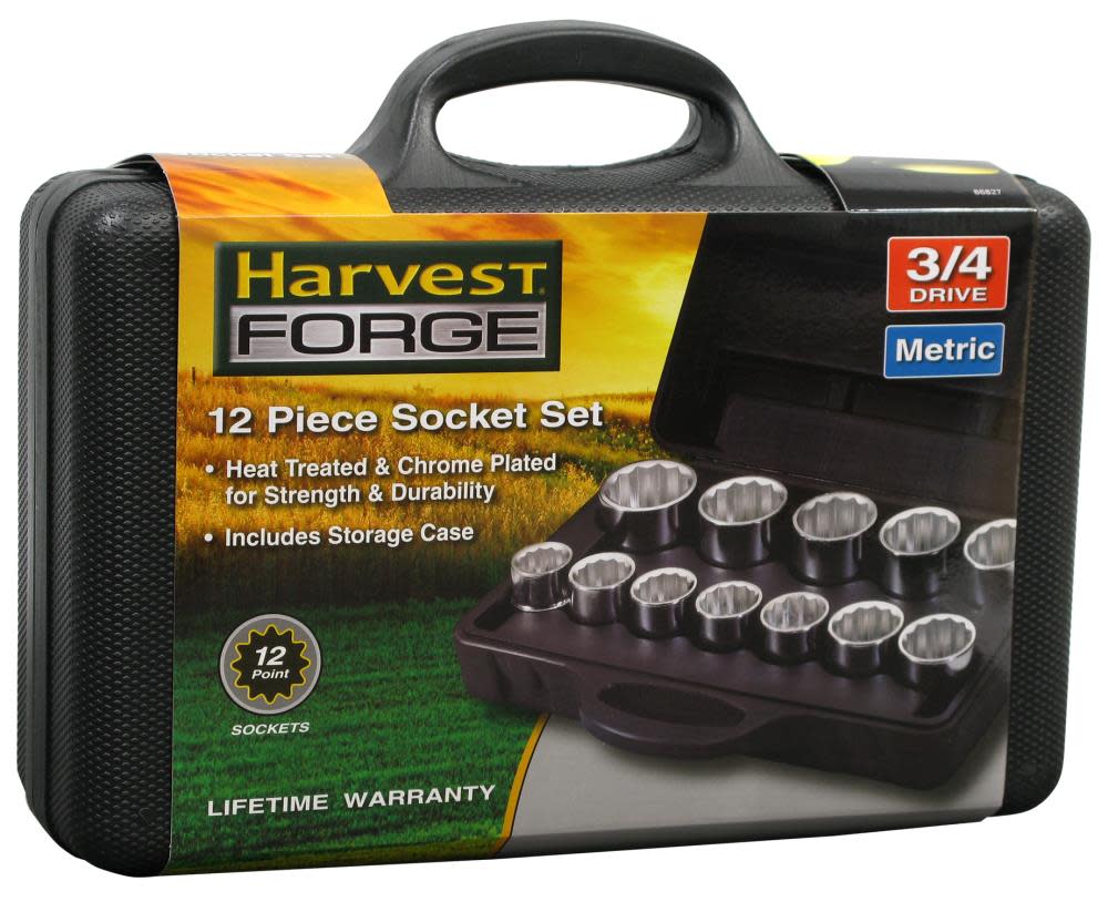 Allied International Harvest Forge 12pc 3/4In Drive Metric Socket Set - Flockneti