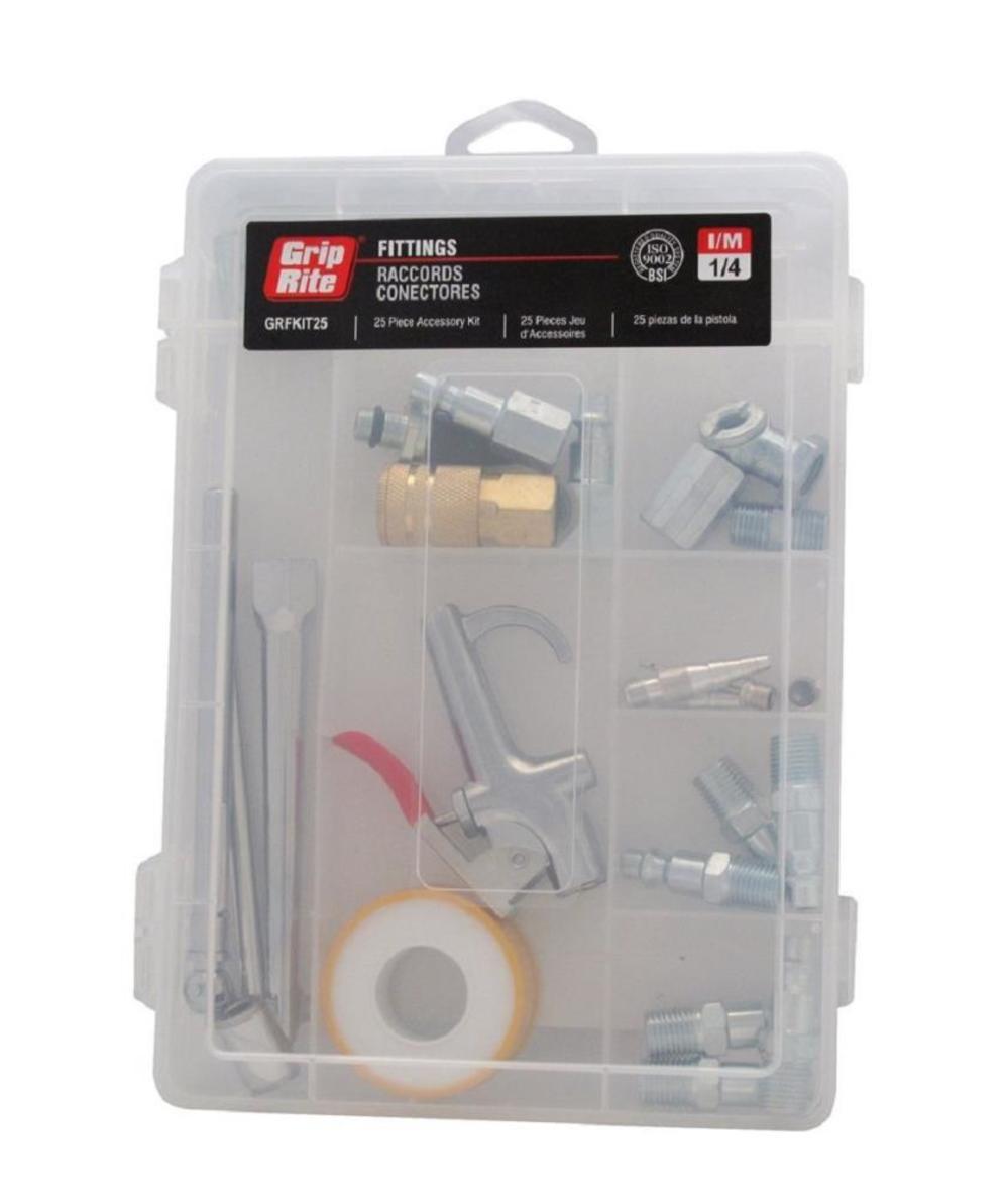 Grip Rite 25-Piece Fitting and Air Hose Accessory Kit - Flockneti
