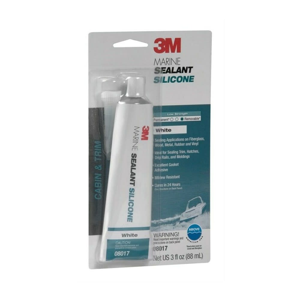 3M 3oz White Adhesive Marine Silicone Sealant - Flockneti