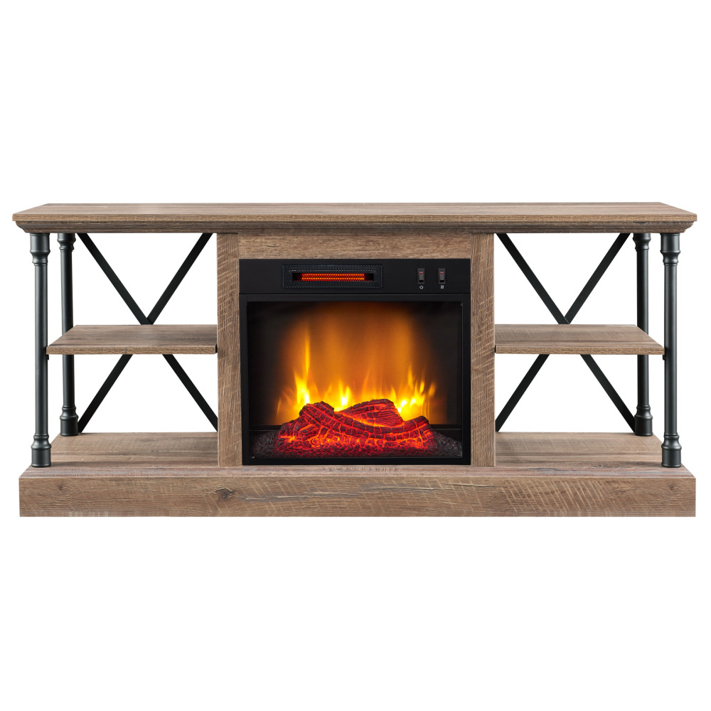 Hearthpro Industrial Open Abrasive Grain Coat Architecture Media Electric Fireplace - Flockneti