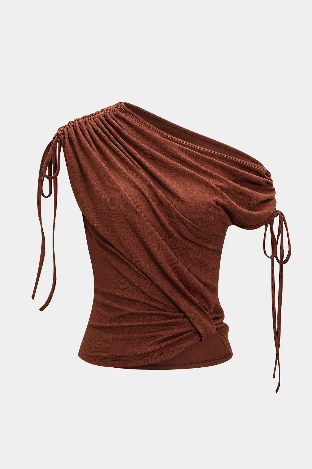 Ruched Asymmetrical Tie-Up Short Sleeve T-Shirt - Flockneti