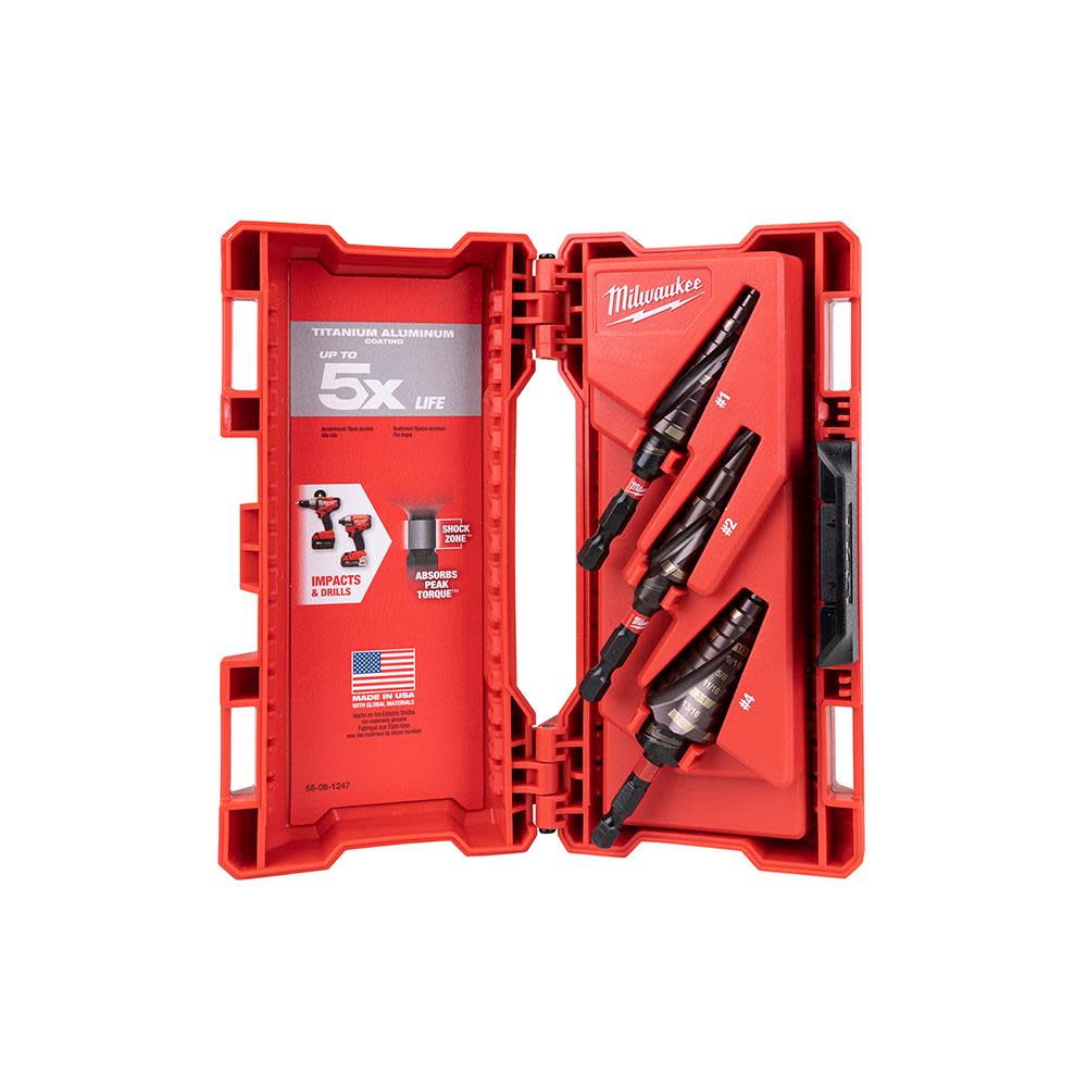 Milwaukee SHOCKWAVE Impact Duty Step Bit Electrician Set (#1 #4 #9) - Flockneti