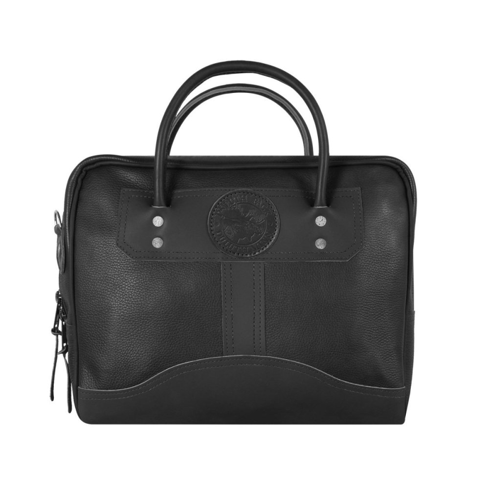 Duluth Pack 10 Liter Capacity Black Standard Small Pebbled Leather Briefcase - Flockneti