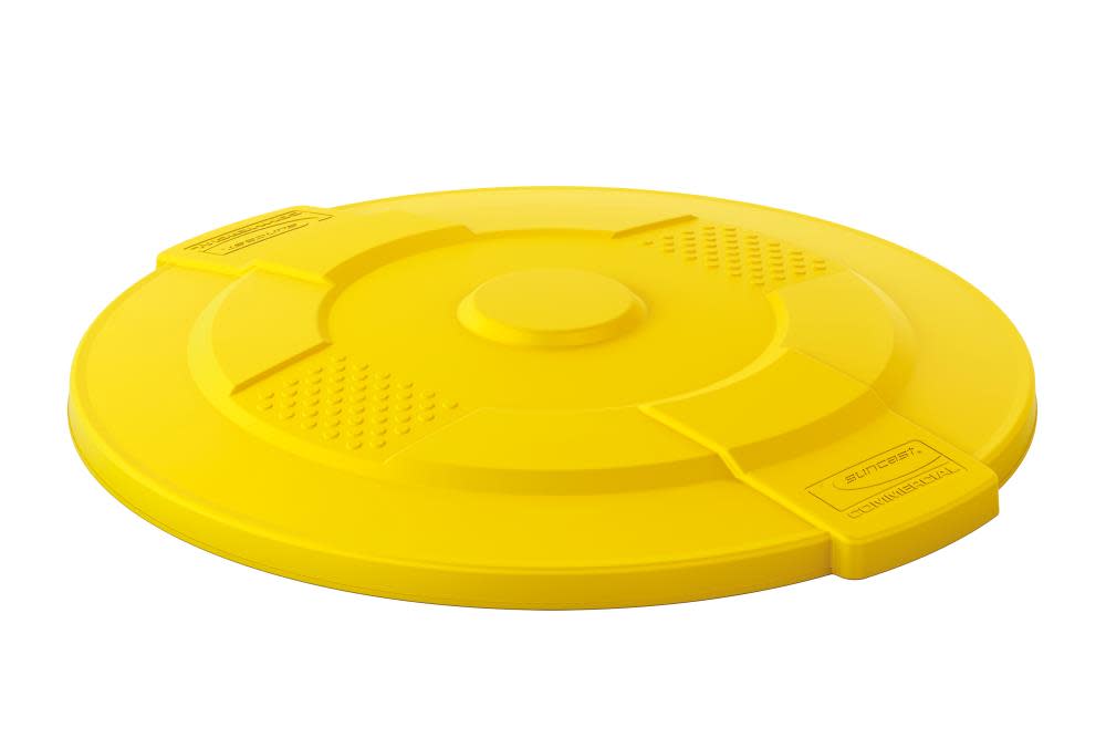 Suncast Plastic Utility Trash Lid – 55 Gallon Yellow - Flockneti