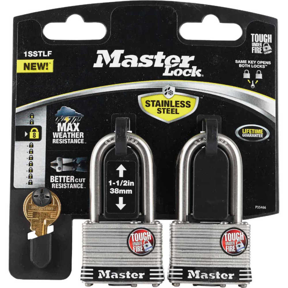 Master Lock Padlock 1 3/4″ Pin Tumbler Keyed Dual Ball Bearing 2pk - Flockneti