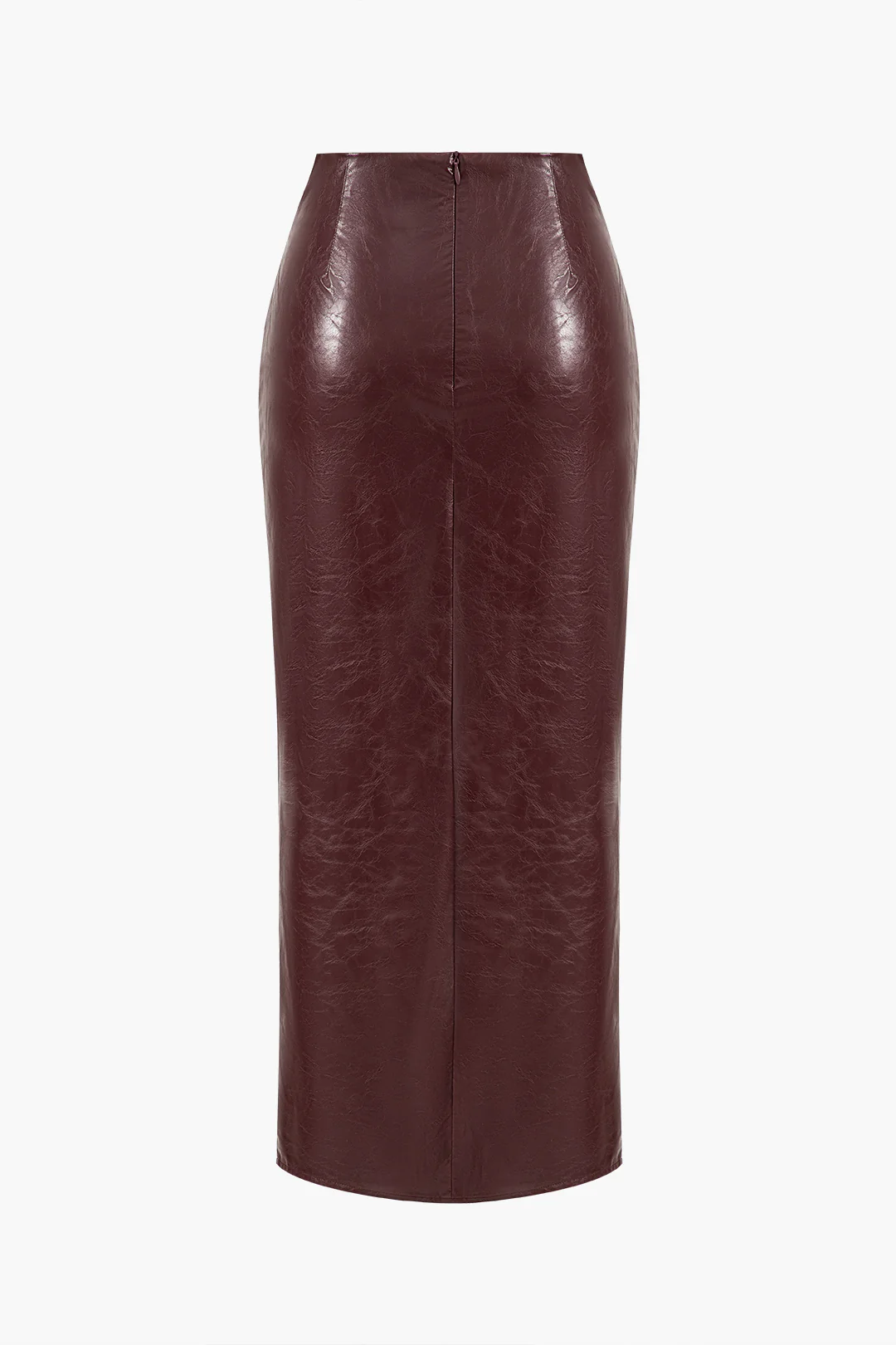 Faux Leather Twist Slit Skirt - Flockneti