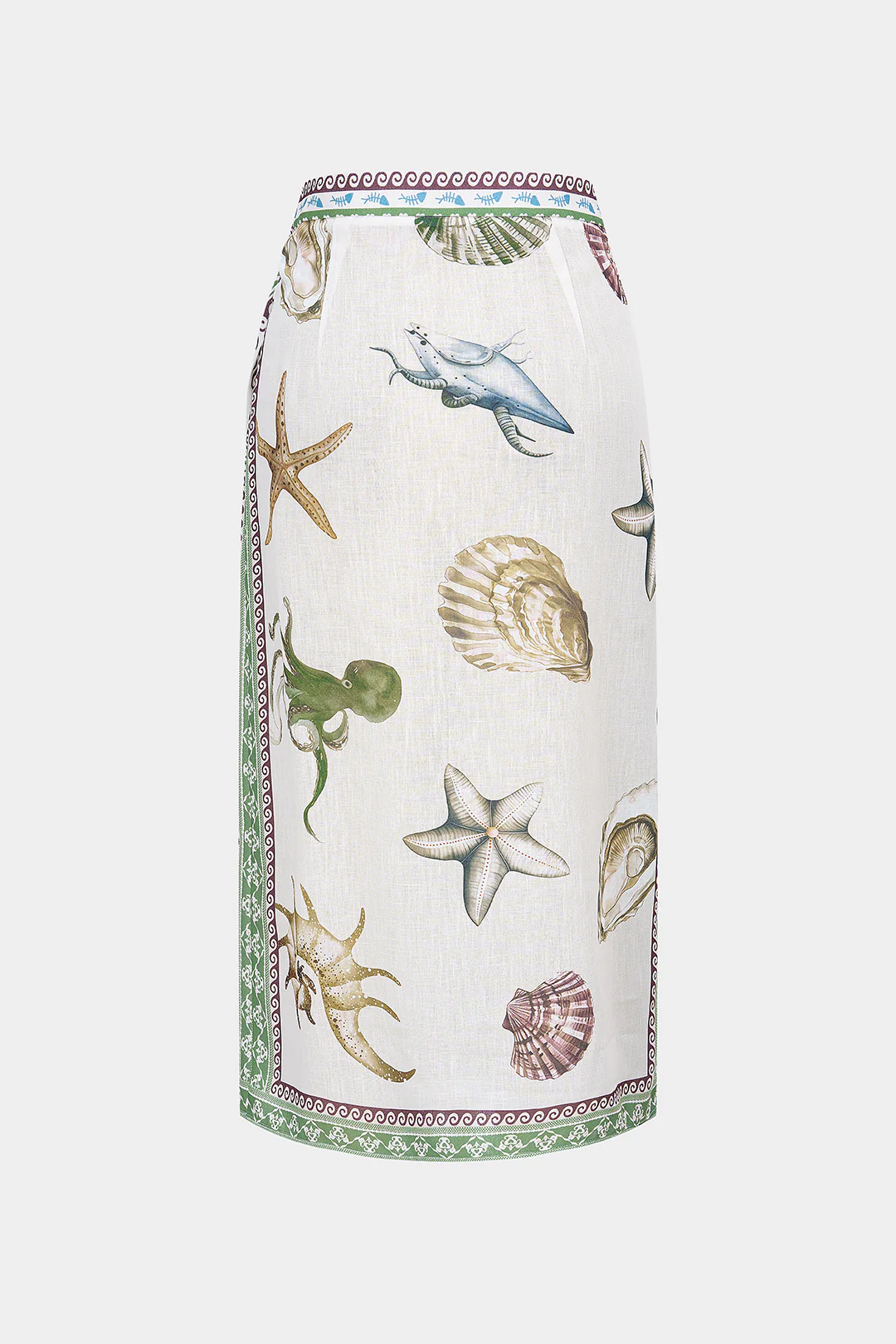 Contrast Artistic Print Wrap Asymmetrical Skirt - Flockneti