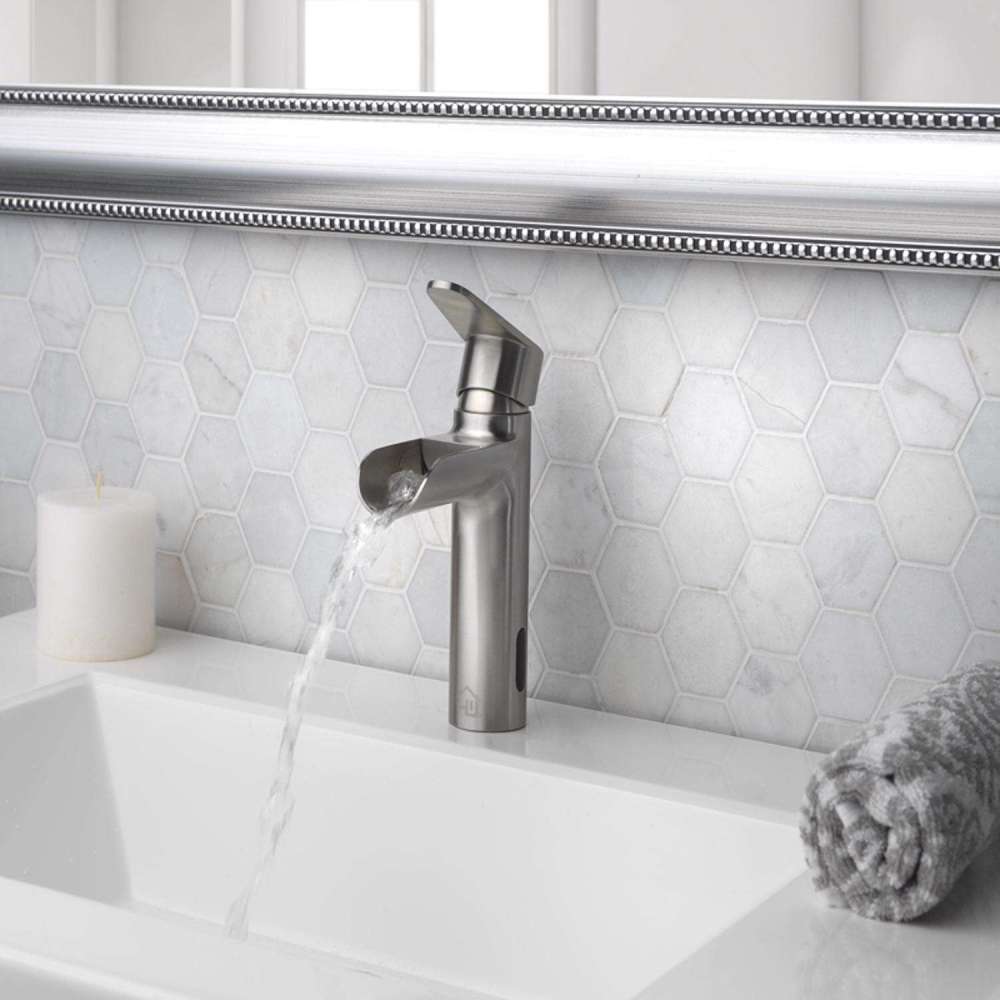 Homewerks Bathroom Sink Faucet Nickel 1 Handle Mid Arc - Flockneti