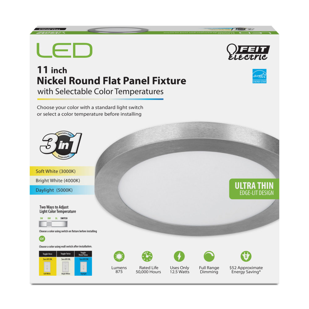 Feit Electric 11″ 12.5W Round Edgelit LED Flat Panel Fixture - Flockneti