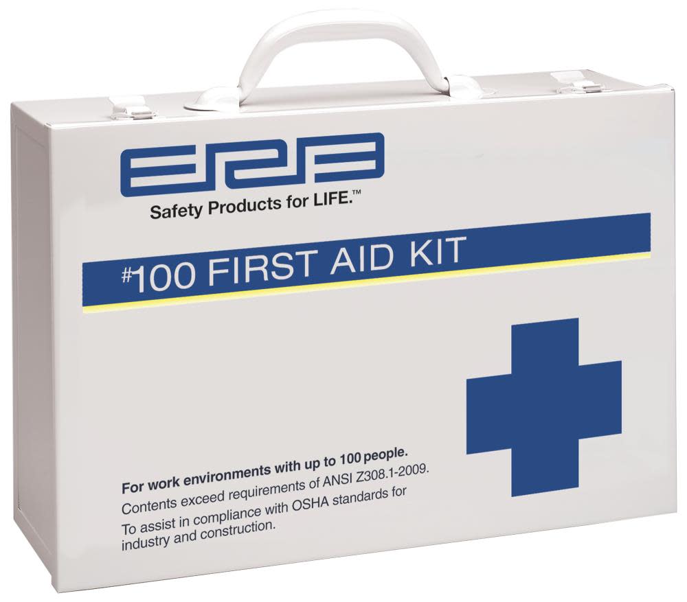 ERB ANSI 2009 100 Bulk Premium Contents Metal Box First Aid Kit - Flockneti