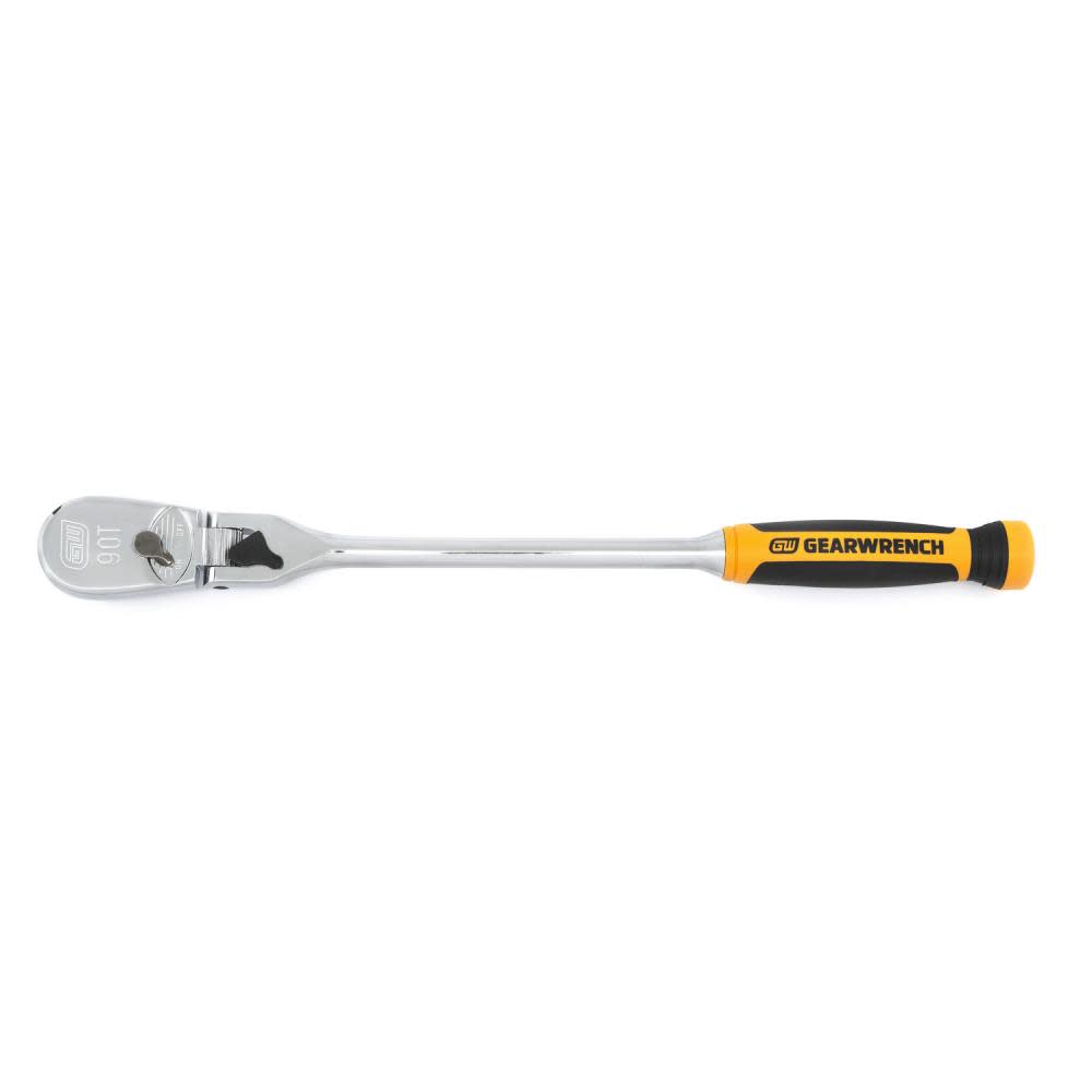 GEARWRENCH 1/2″ Drive 90 Tooth Dual Material Locking Flex Head Teardrop Ratchet 17″ - Flockneti