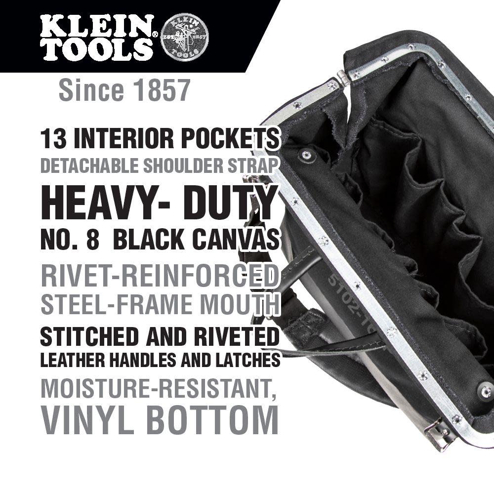 Klein Tools Deluxe Black Canvas Tool Bag 16-Inch - Flockneti