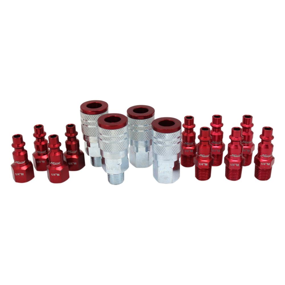 Milton ColorFit S-314MKIT Coupler & Plug Kit – (M-Style Red) – 1/4″ NPT (14-Piece) - Flockneti