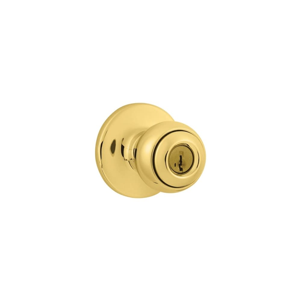 Kwikset Polo Door Knob SmartKey Polished Brass Keyed Entry Round - Flockneti