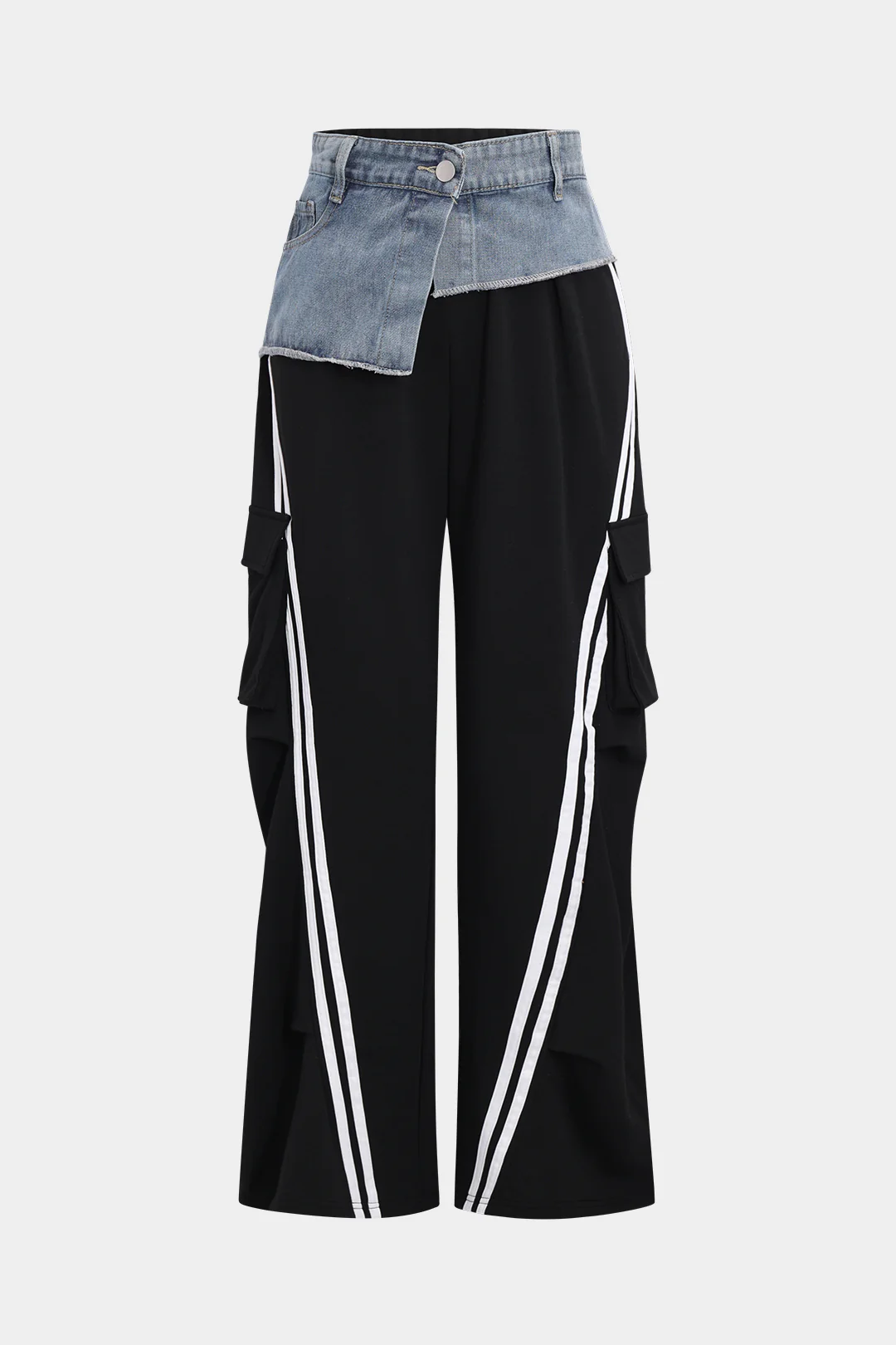 Denim Patchwork Pocket Trousers - Flockneti