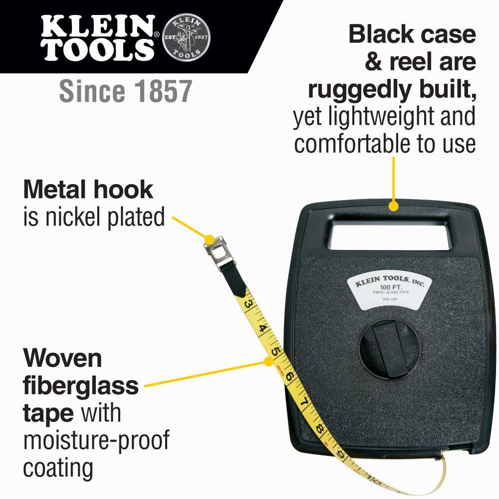 Klein Tools 100′ Woven Fiberglass Tape Case - Flockneti