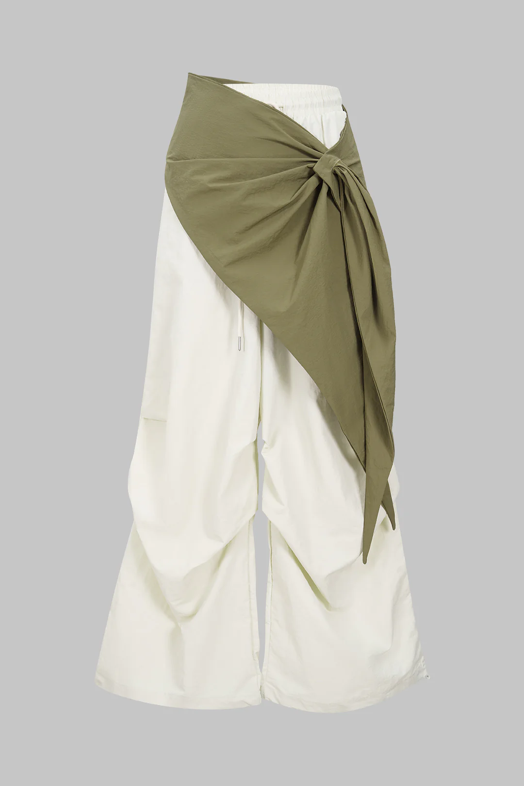 Contrast Tie Front Ruched Pants - Flockneti