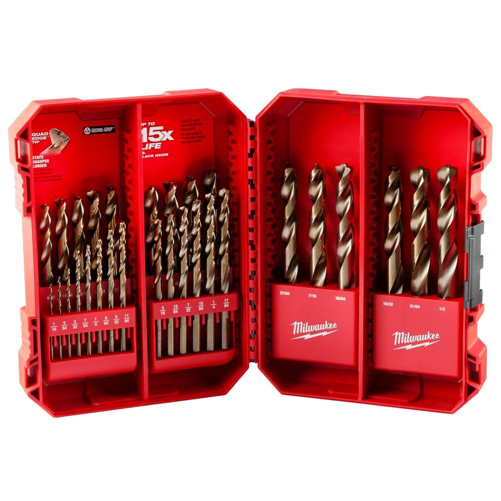 Milwaukee RED HELIX Cobalt Drill Bit Set  29PC - Flockneti