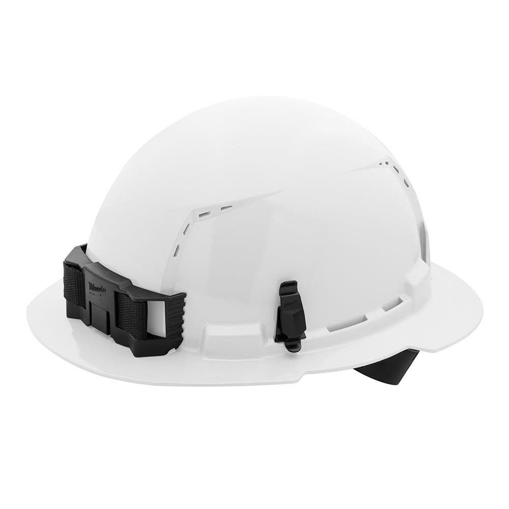 Milwaukee White Full Brim Vented Hard Hat with 4pt Ratcheting Suspension Type 1 Class C - Flockneti