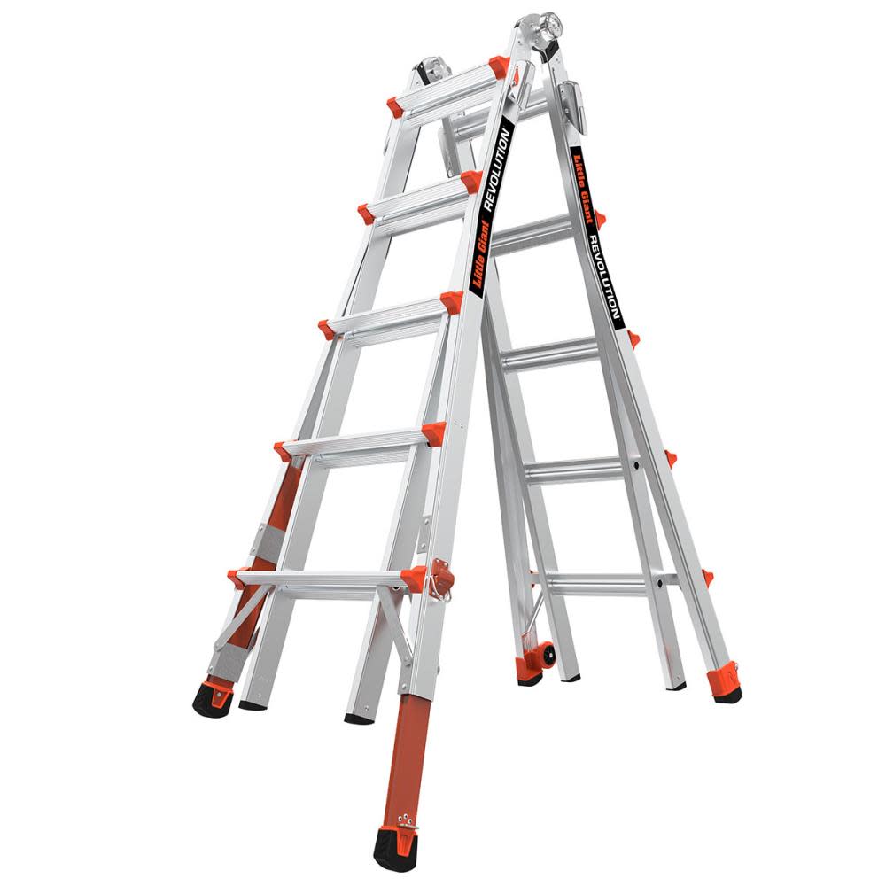 Little Giant Safety Revolution M22 Aluminum Type-1A 300lb Telescoping Multi-Position Ladder with Ratchet Leg Leveler - Flockneti