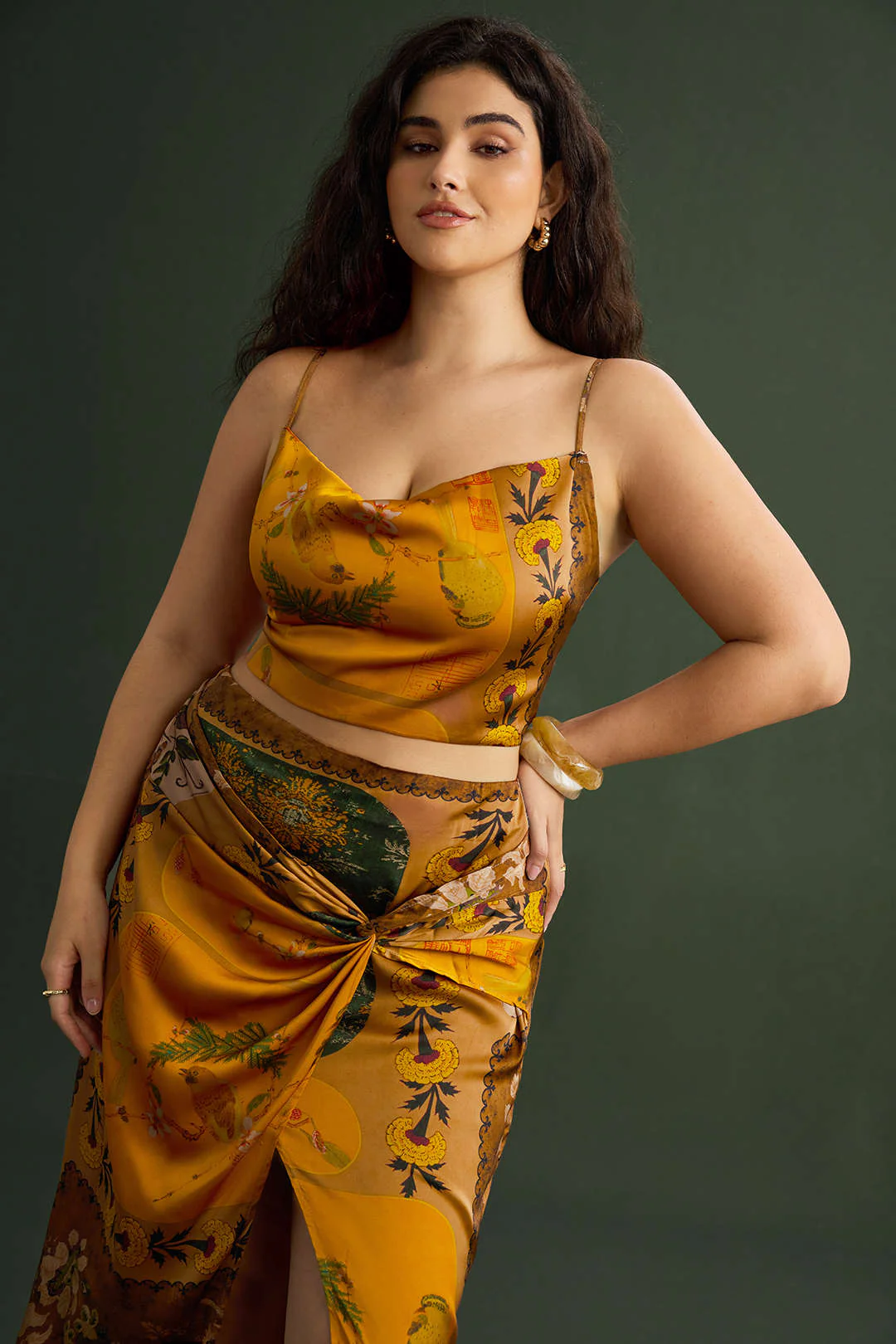Plus Size Bohemian Print Zipper Slip Cami Top - Flockneti