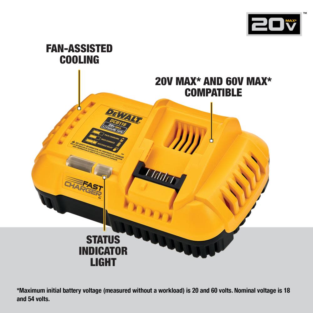 DEWALT FLEXVOLT 20V MAX* Fan Cooled Fast Charger - Flockneti
