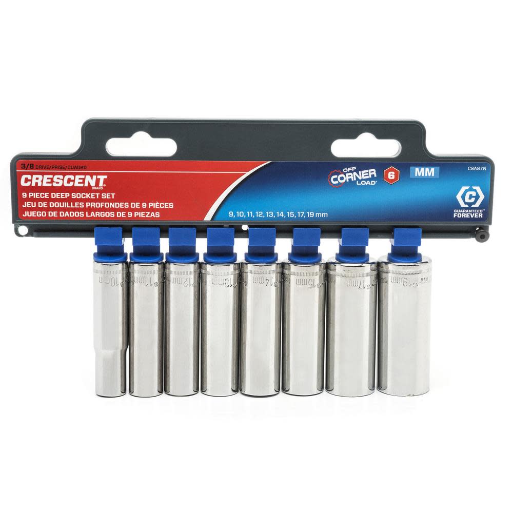 Crescent 9 pc. 3/8″ Drive 6 Point Deep Metric Socket Set - Flockneti