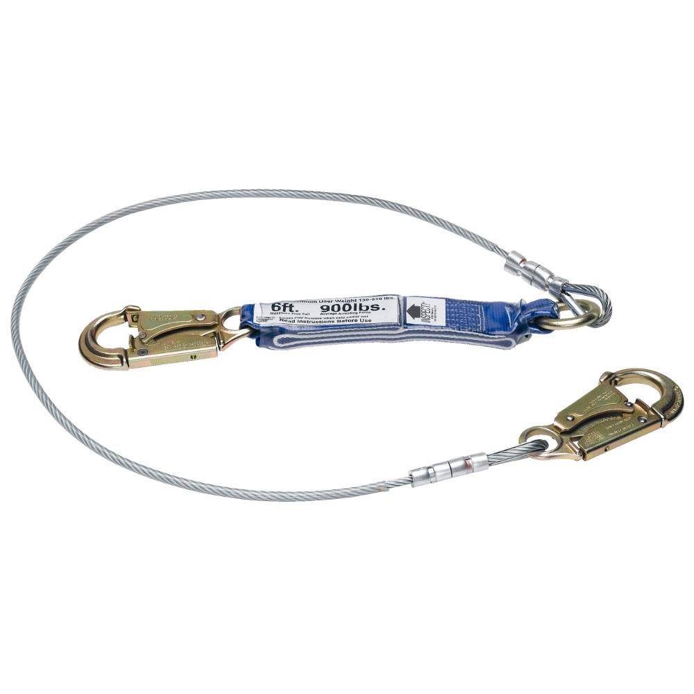 Werner 6 Ft. DeCoil Cable Single Leg Lanyard (1/4 in Vinyl Coated Cable Snaphook) - Flockneti