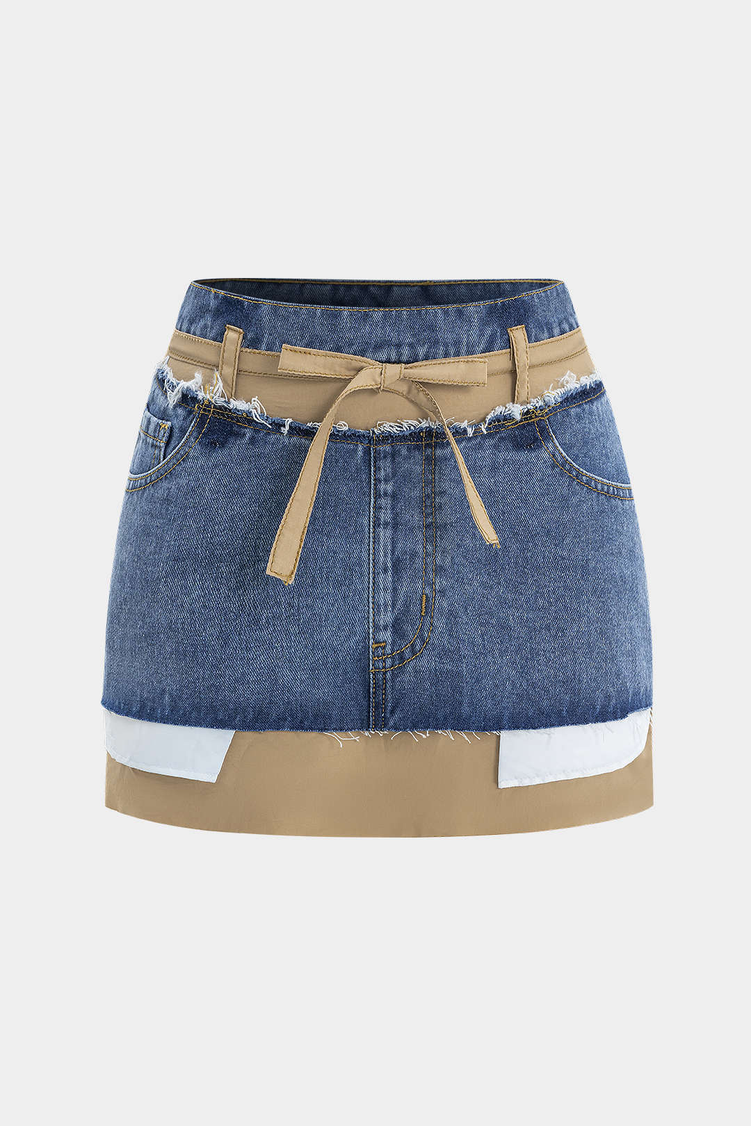 Denim Patchwork Mini Skirt - Flockneti