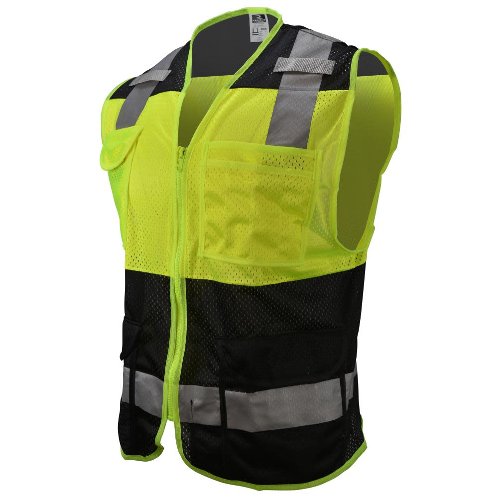Radians Safety Vest Custom Color Blocking Type O Class 1 Black 5X - Flockneti