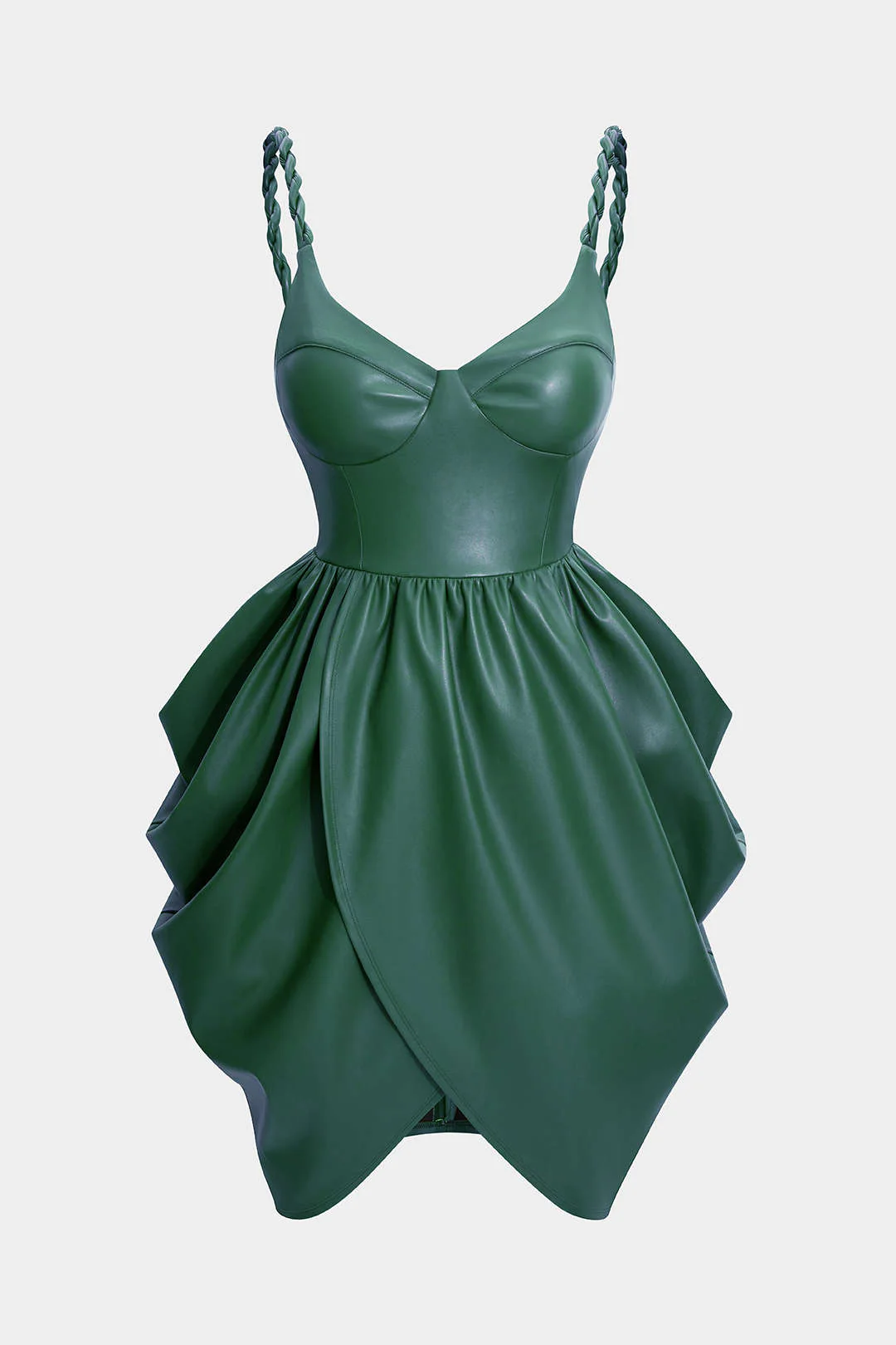 Faux Leather Ruched Twist Knot Sleeveless Mini Dress - Flockneti