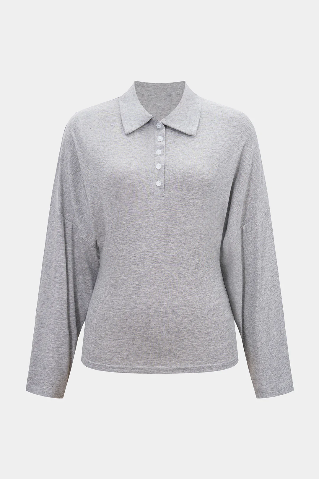 Solid Button Long-Sleeve Top - Flockneti