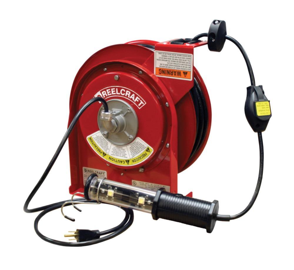 Reelcraft 50 Ft. LED Spring Retractable Light Cord Reel Steel - Flockneti