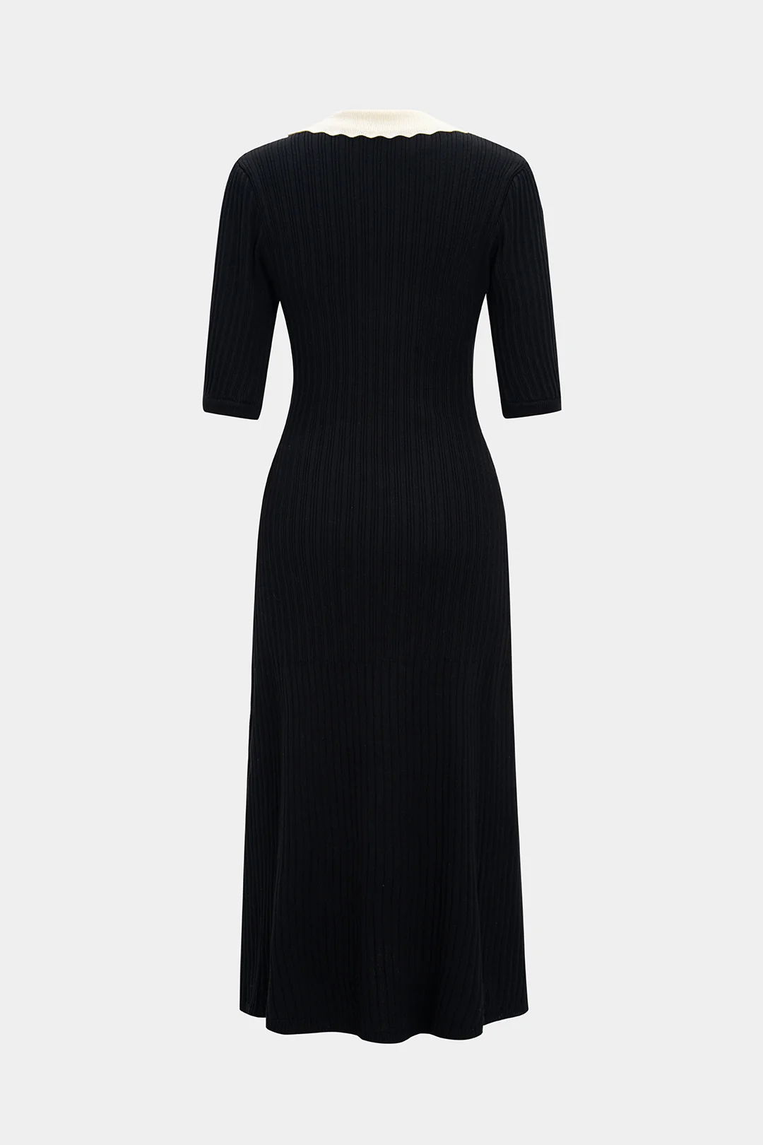 Knit Single-Breasted Long Sleeve Dress - Flockneti