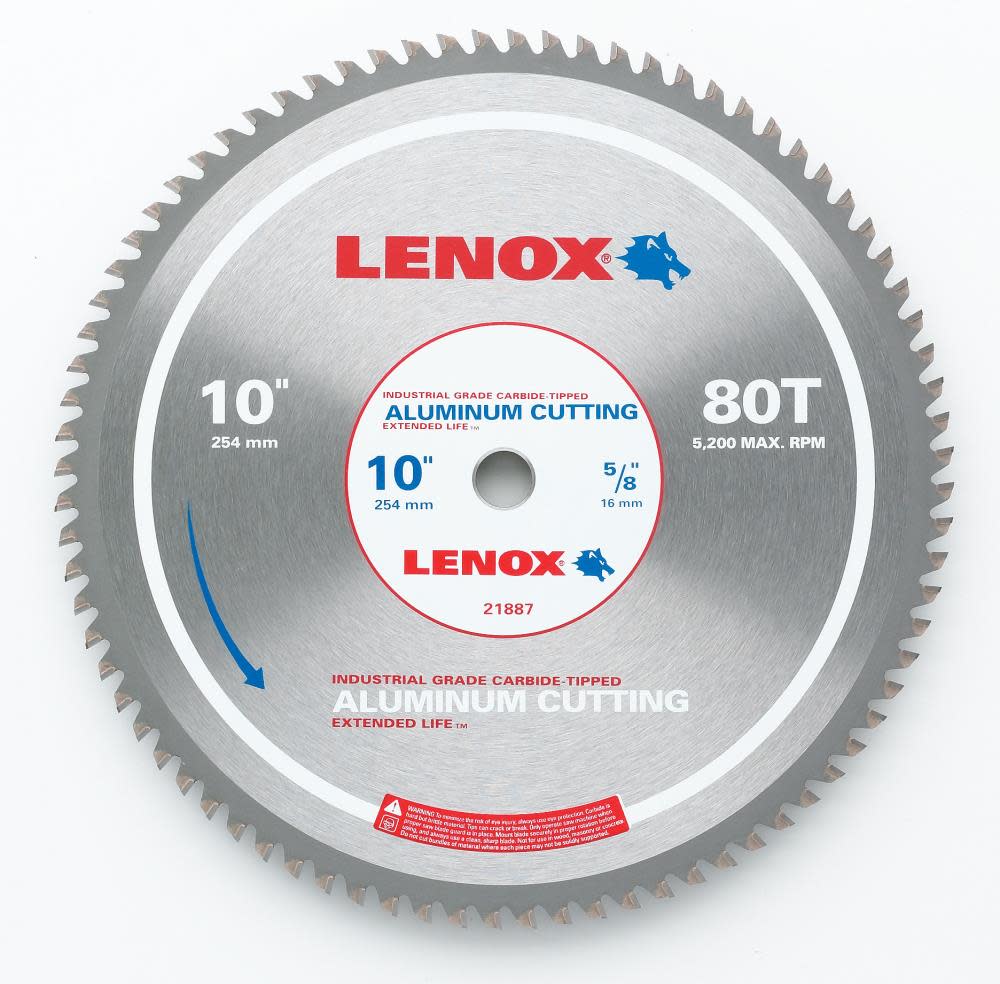 Lenox 10 In. 80TPI Aluminum Circular Saw Blade - Flockneti