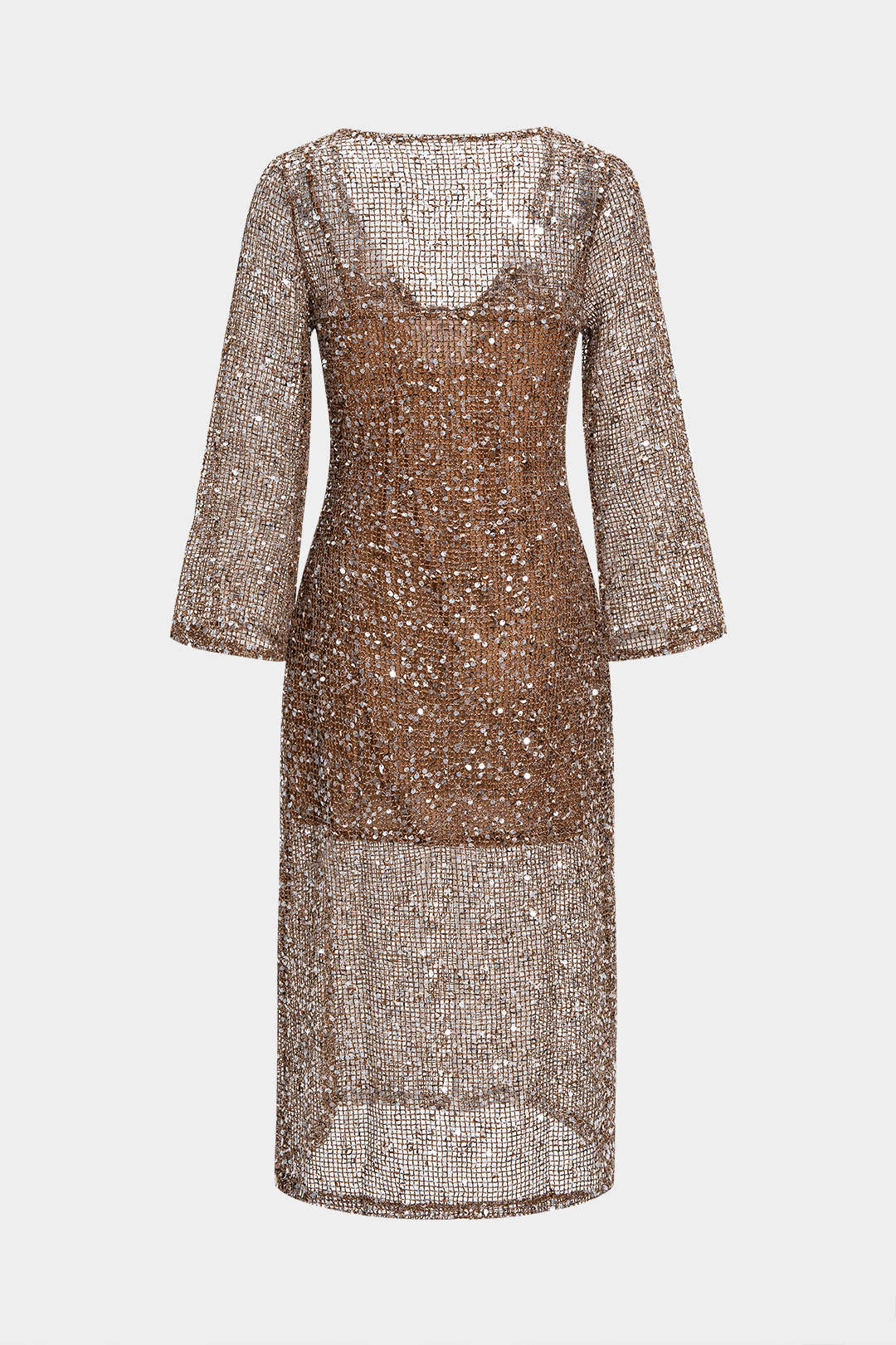 Sequin Cut Out Long Sleeve Maxi Dress - Flockneti