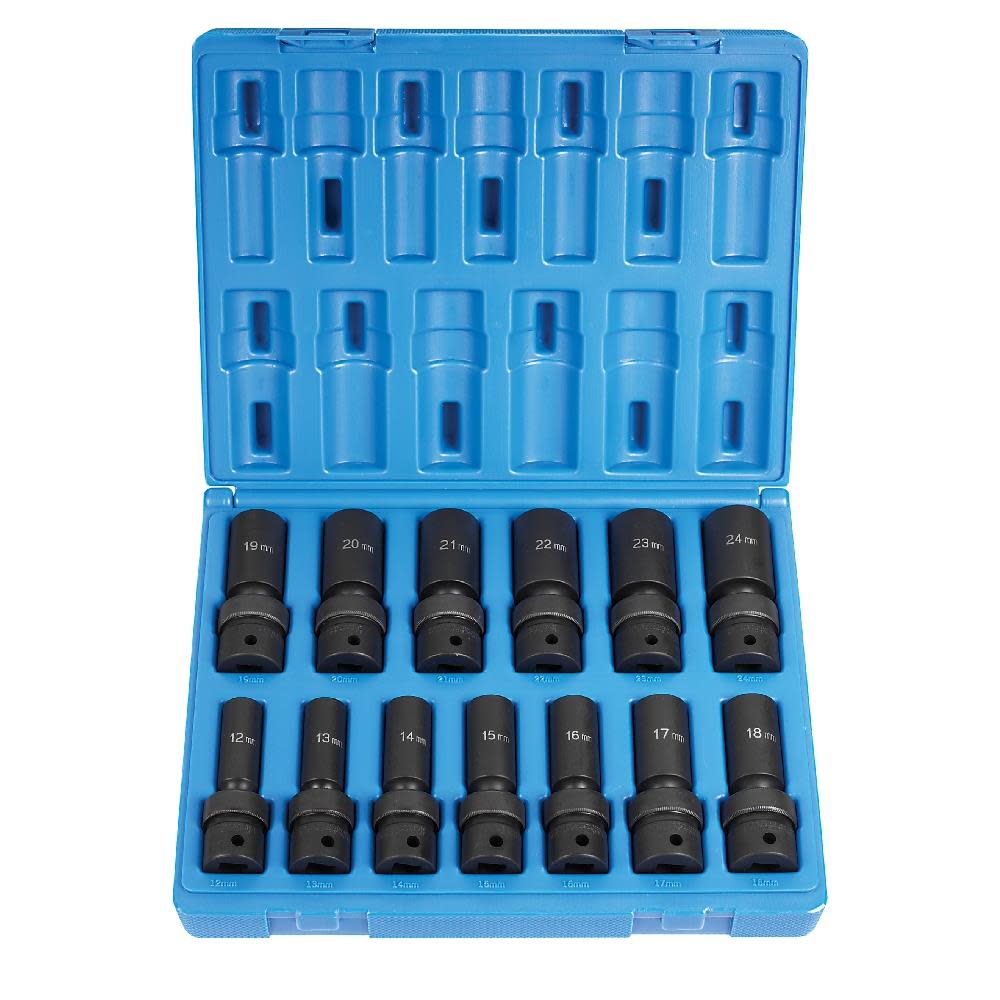 Grey Pneumatic 1/2″ Drive 13 Pc. Deep Length Metric Universal Set - Flockneti