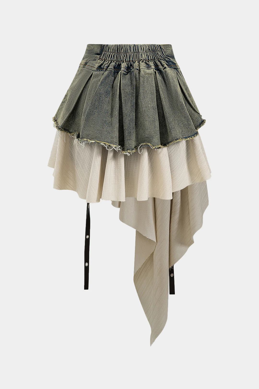 Denim High Waist Patchwork Skirt - Flockneti