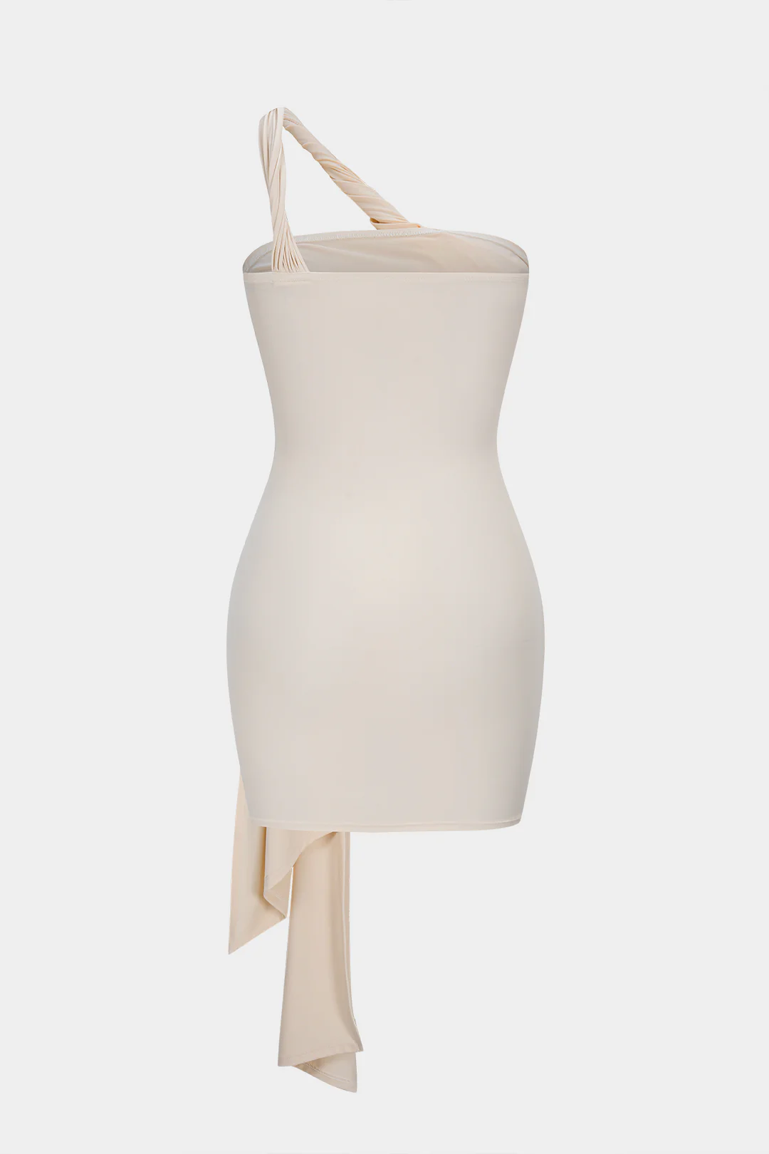 One Shoulder Twist Knot Asymmetrical Tie-Up Ruched Sleeveless Mini Dress - Flockneti