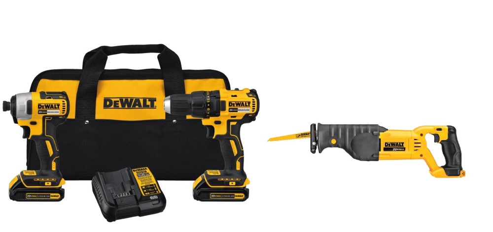 DEWALT 20V MAX Drill Driver & Impact Kit with Reciprocating Saw Bundle - Flockneti